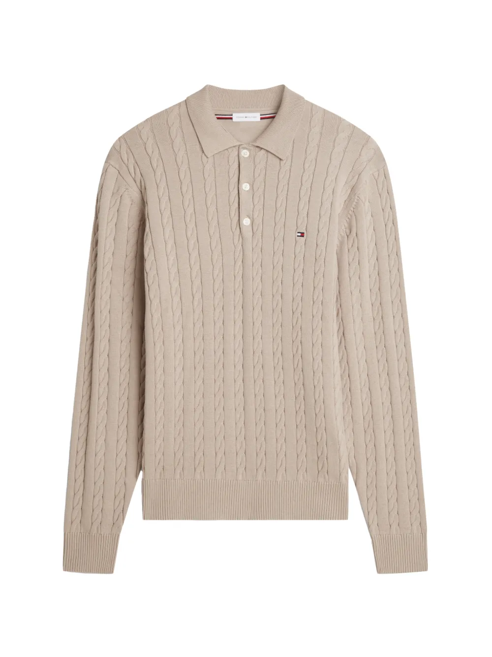 Tommy Hilfiger cable-knit polo sweater - Nude