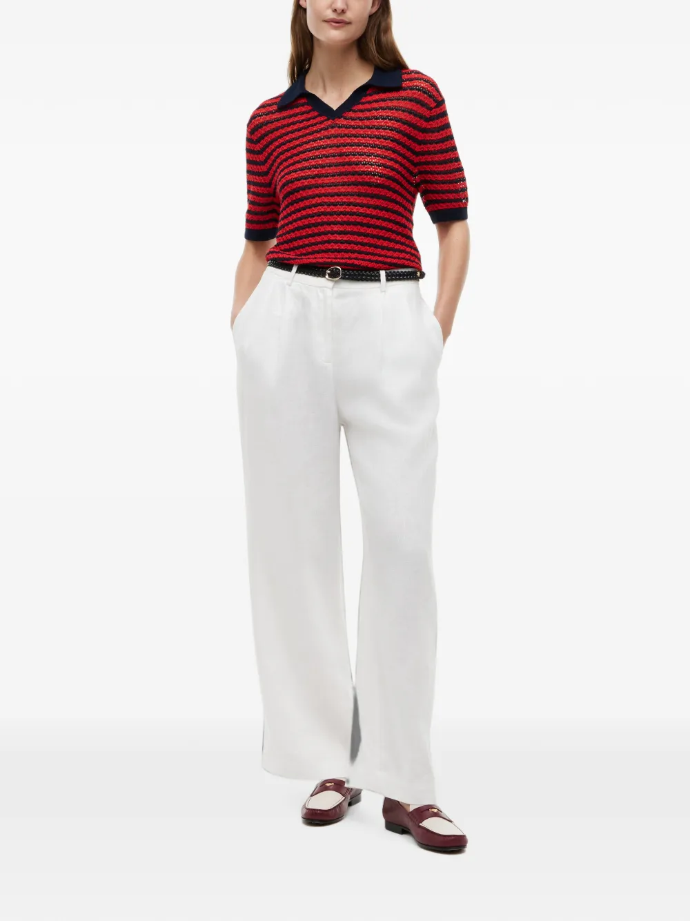 Tommy Hilfiger Gestreepte trui met korte mouwen Rood