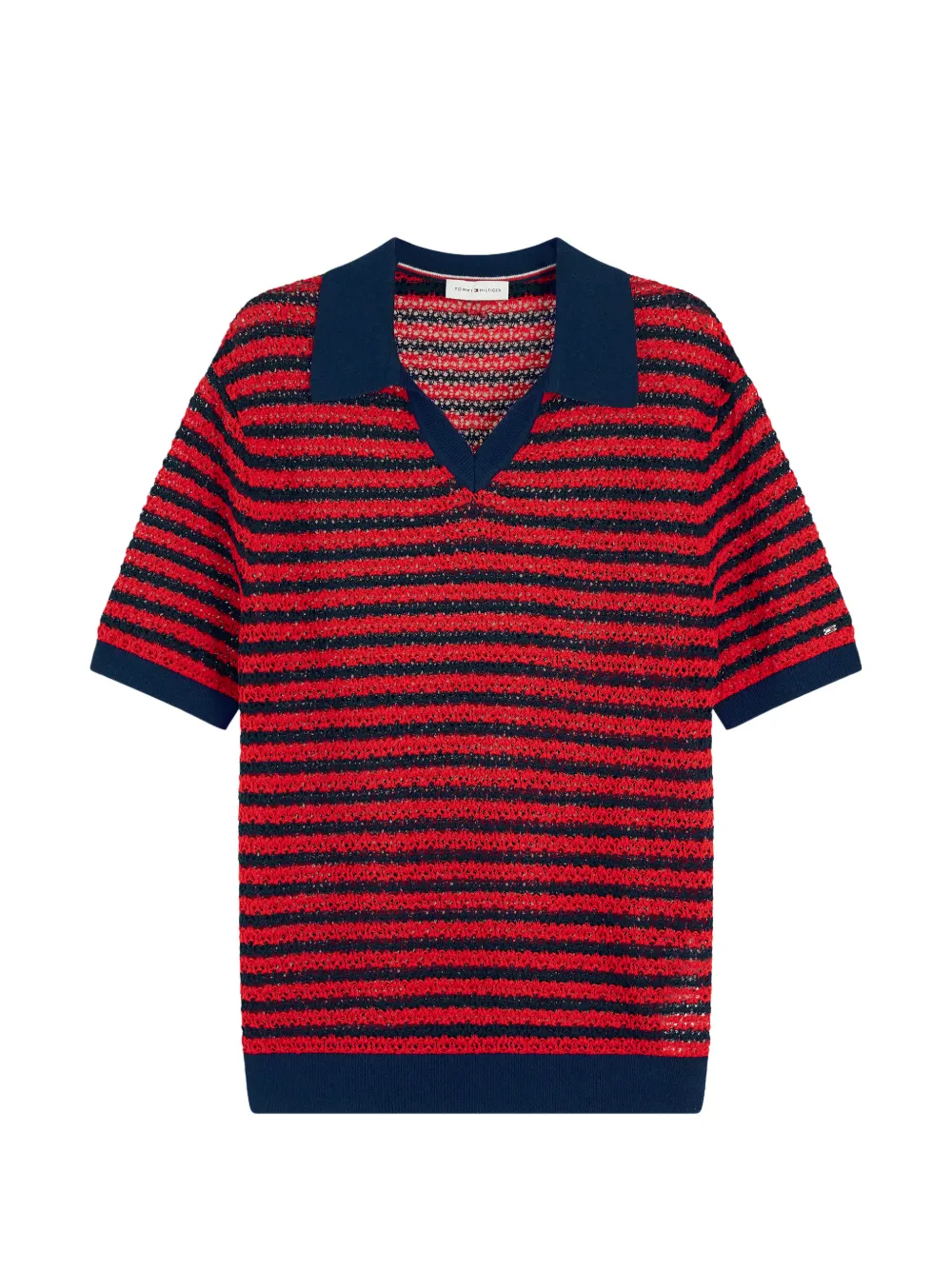 Tommy Hilfiger striped short-sleeve sweater - Rot