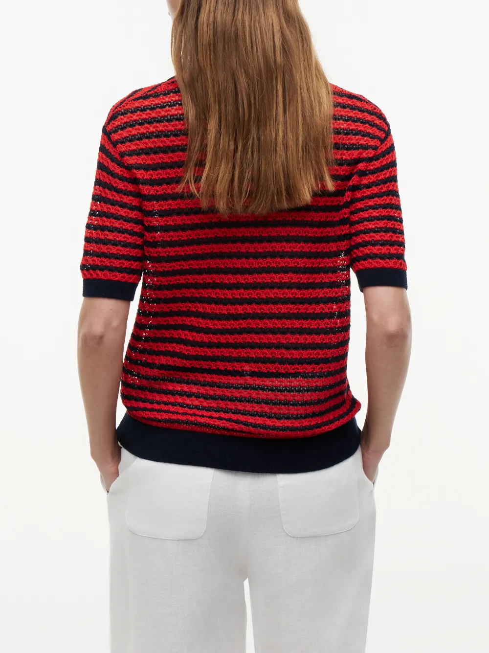 Tommy Hilfiger Gestreepte trui met korte mouwen Rood