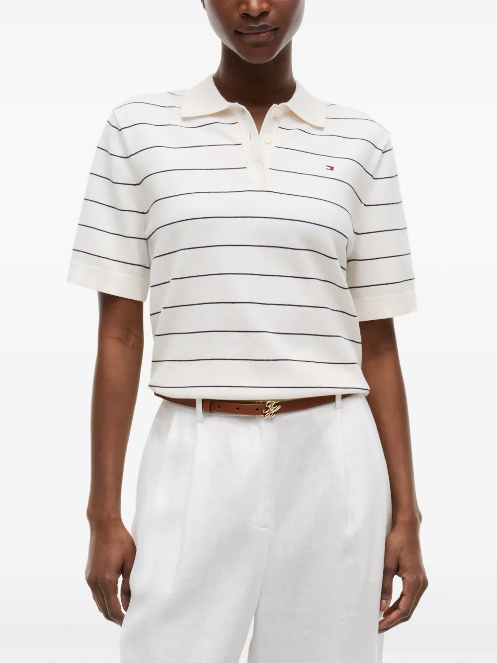 Tommy Hilfiger Gestreepte polotop Wit