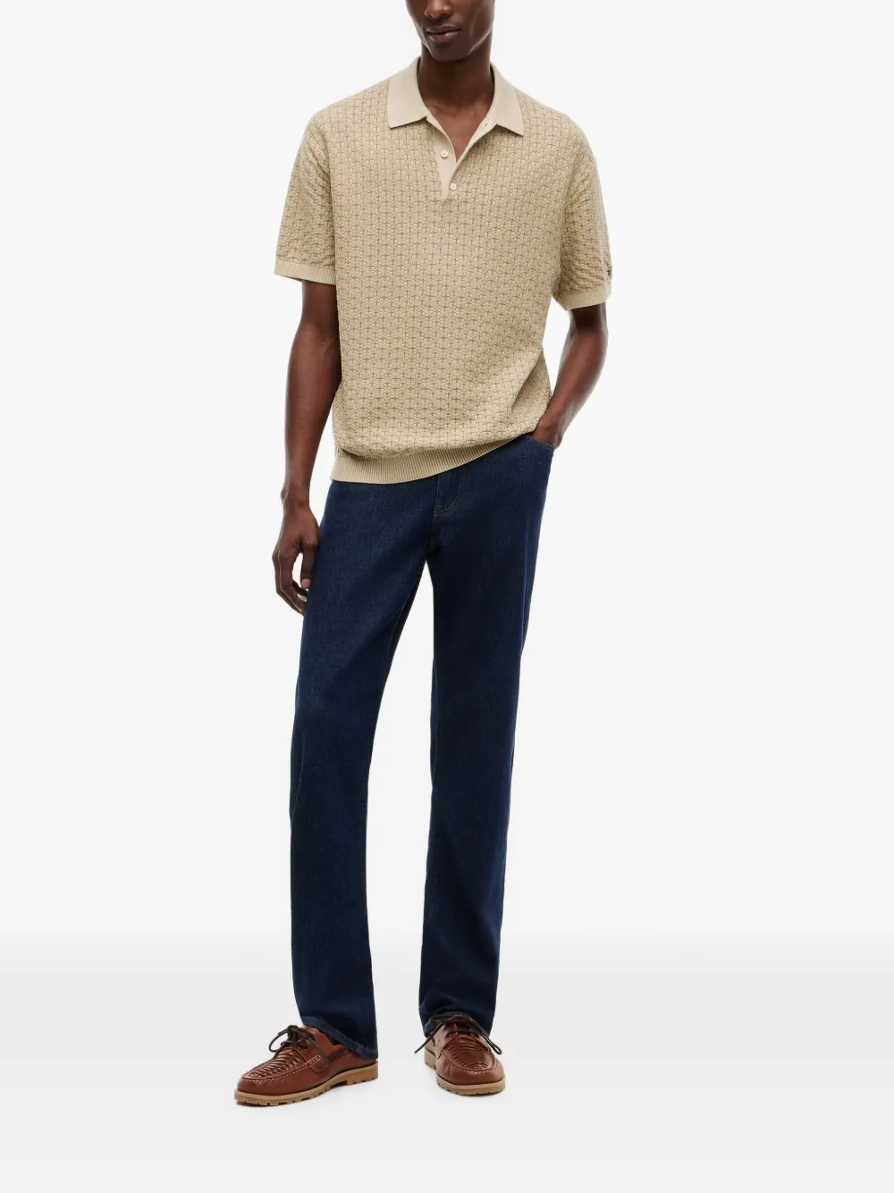Tommy Hilfiger Geweven poloshirt Beige