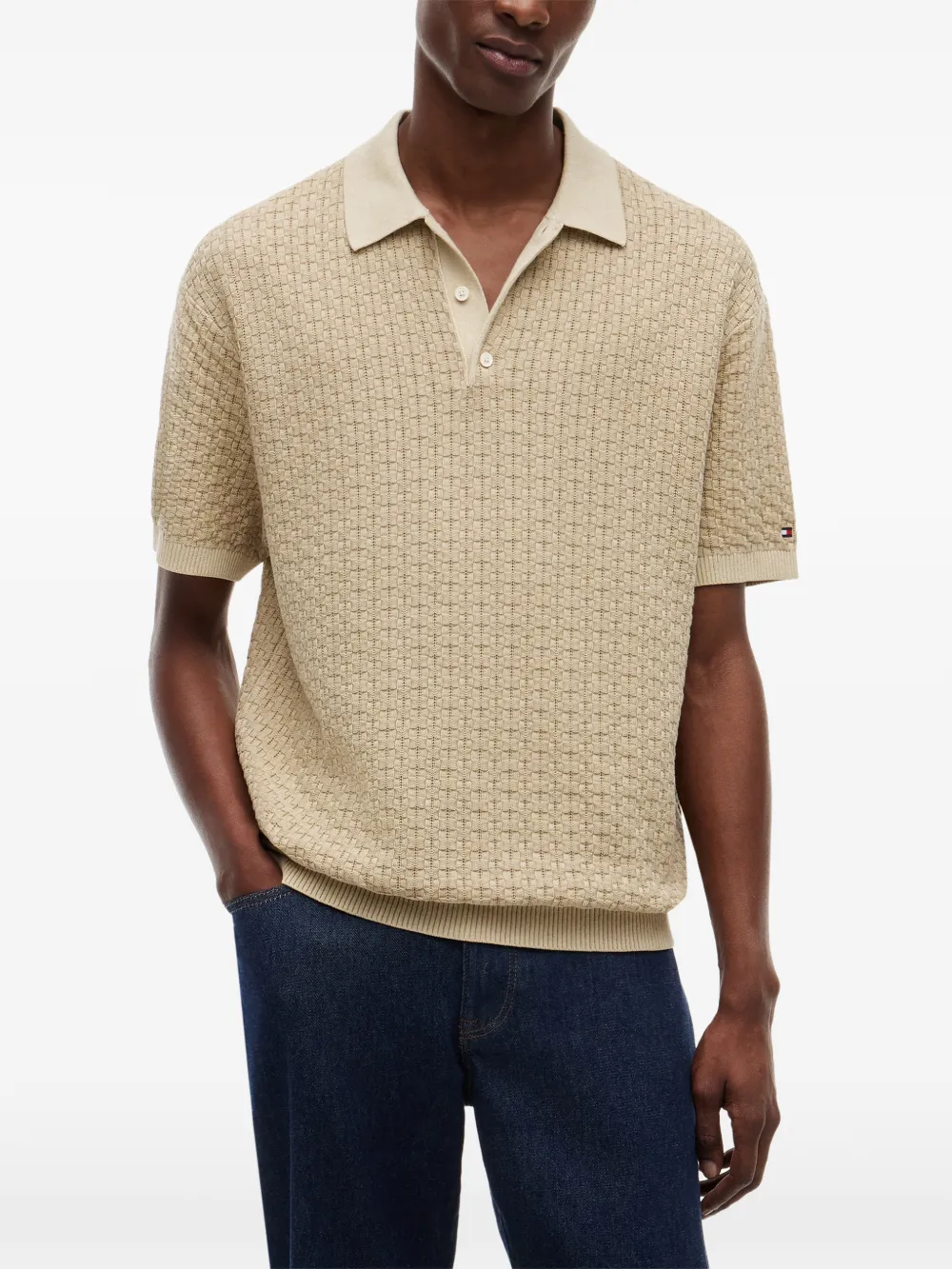 Tommy Hilfiger Geweven poloshirt Beige