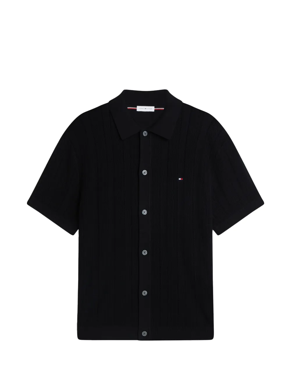 Tommy Hilfiger pointelle-knit button-up sweater - Schwarz