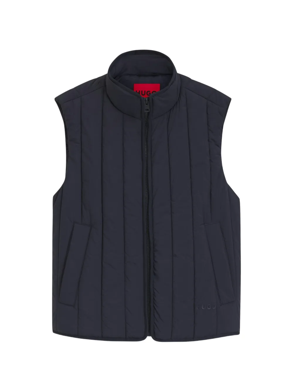 HUGO logo-patch quilted gilet - Blau