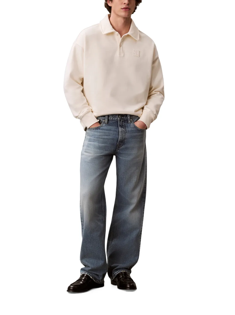  Calvin Klein Logo-patch Polo-collar Sweater - Neutro 