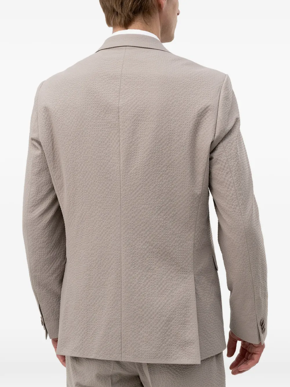 HUGO Seersucker blazer met enkele rij knopen Beige