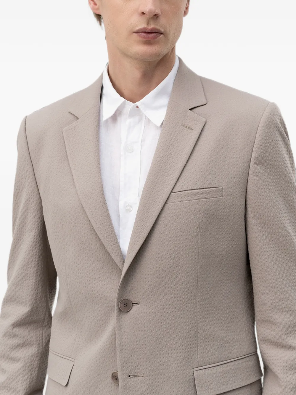 HUGO Seersucker blazer met enkele rij knopen Beige