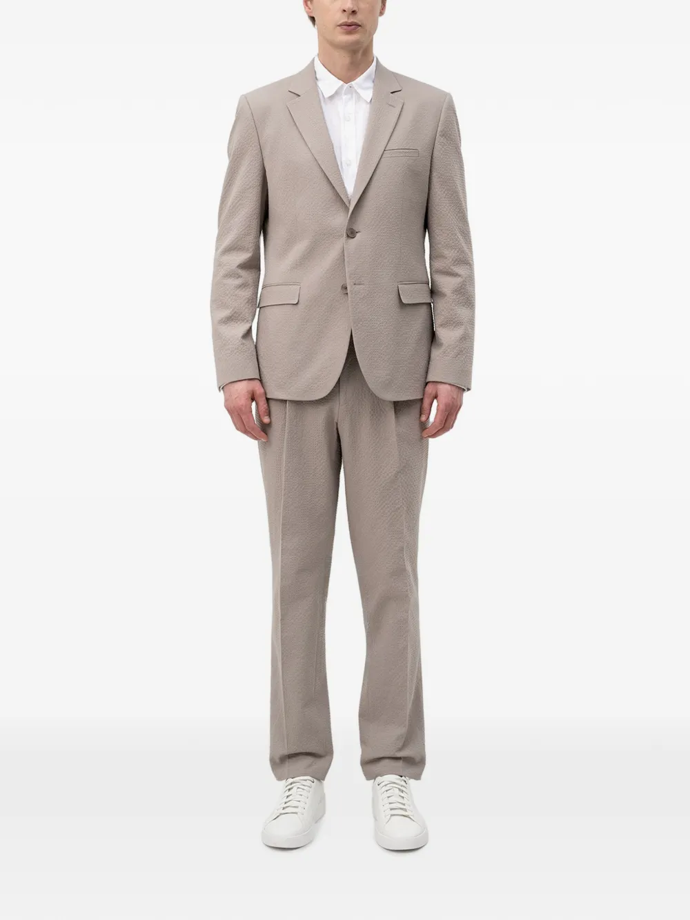 HUGO Seersucker blazer met enkele rij knopen Beige