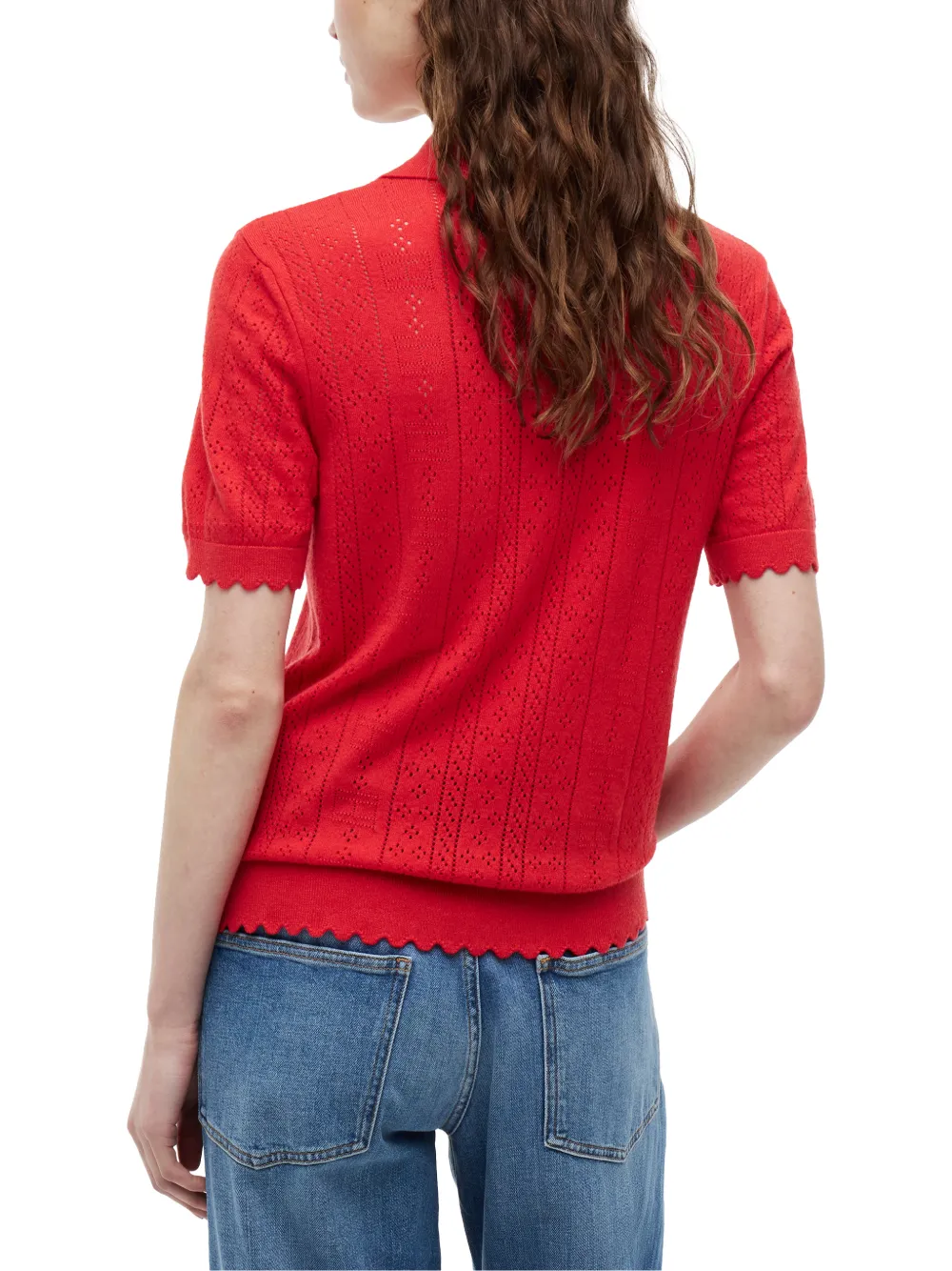 Tommy Hilfiger Pointelle gebreide trui met gewelfde afwerking Rood