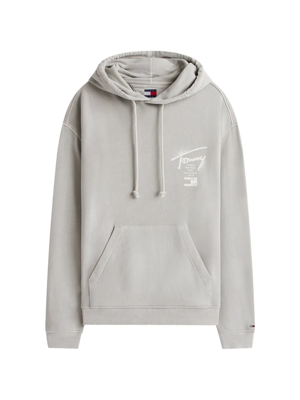 Tommy Hilfiger Signature back-logo washed hoodie - Grau