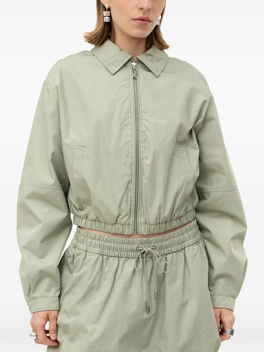 HUGO elasticated-hem zip-up jacket - Grün