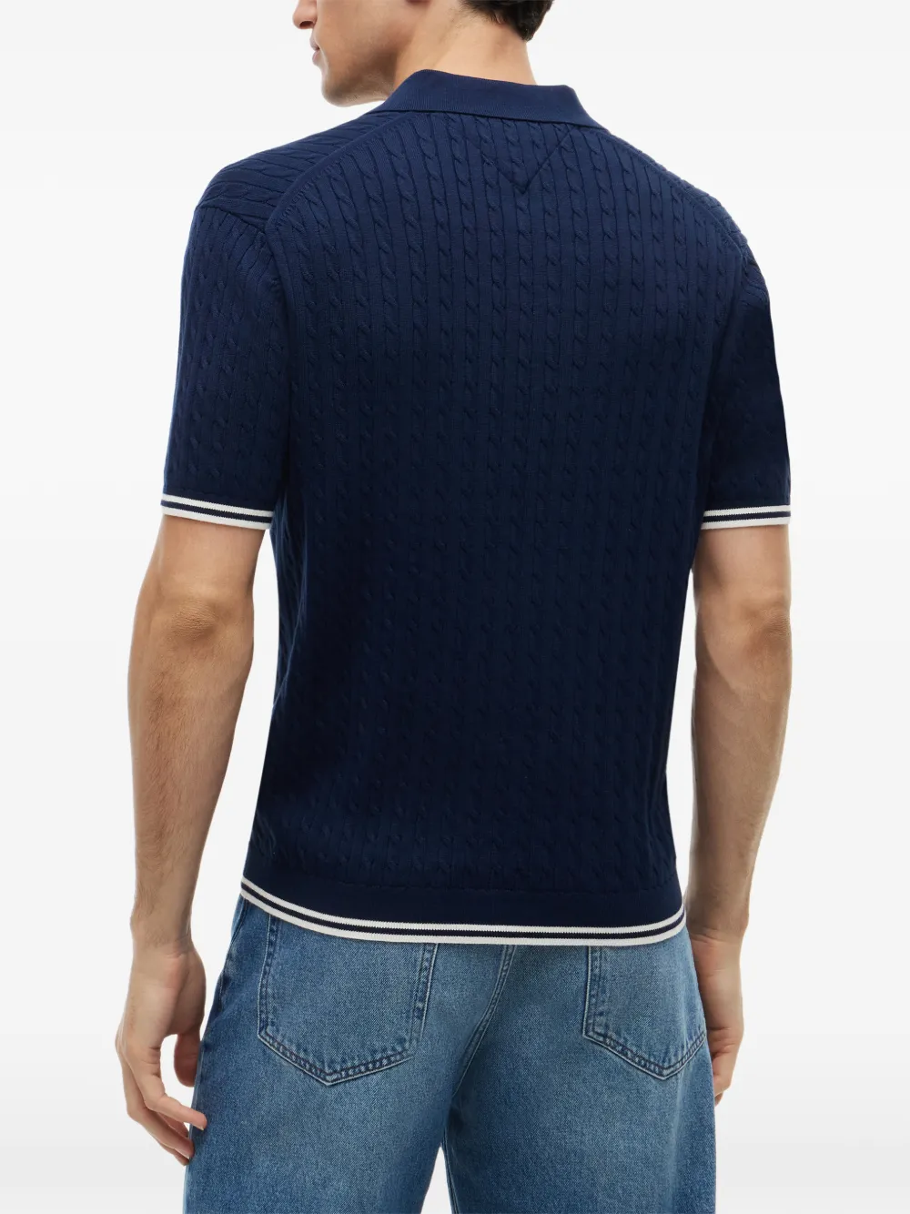 Tommy Hilfiger Kabelgebreid poloshirt Blauw