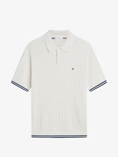 Tommy Hilfiger cable-knit polo sweater
