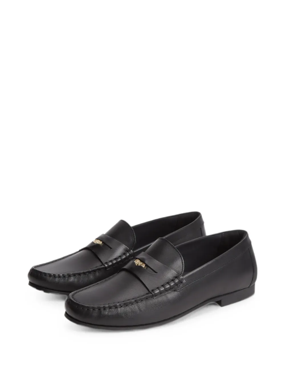 Tommy Hilfiger TH Monogram logo-plaque leather penny loafers Zwart