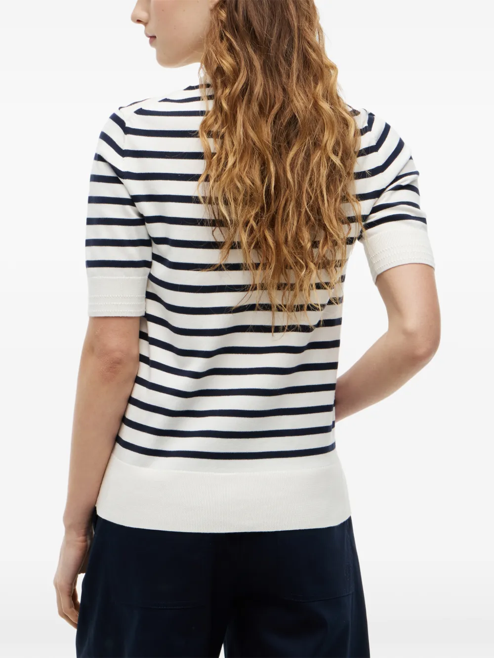 Tommy Hilfiger Trui met horizontale streep en korte mouwen Wit