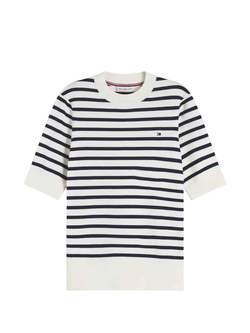 Tommy Hilfiger horizontal-stripe short-sleeve sweater - Weiß