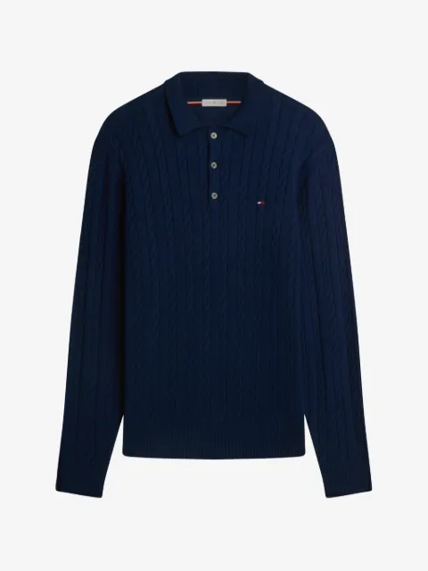 Tommy Hilfiger cable-knit polo-collar sweater