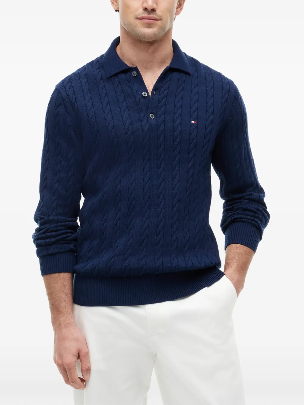 Tommy Hilfiger Kabelgebreide trui Blauw