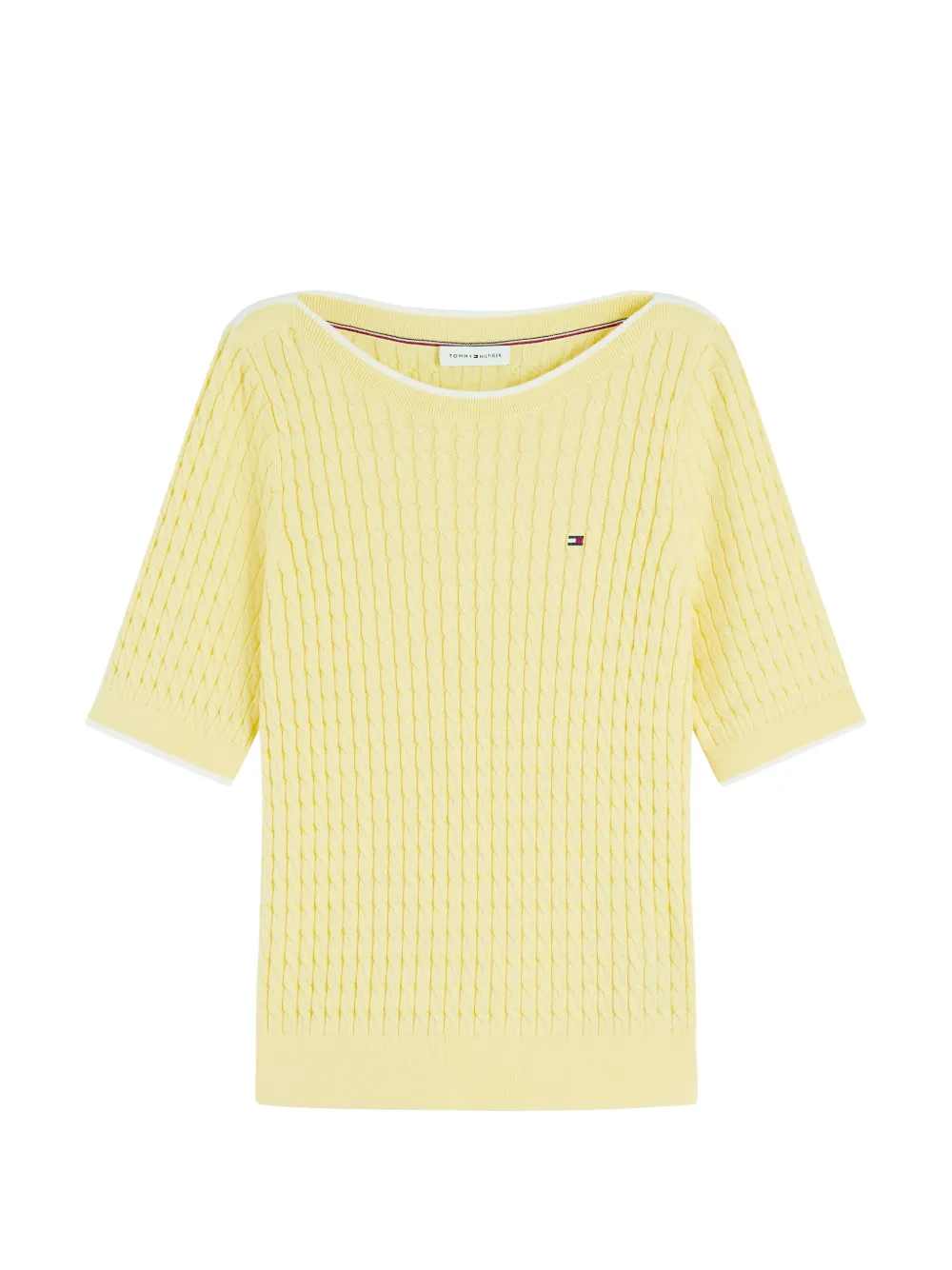 Tommy Hilfiger cable-knit short-sleeve sweater - Gelb
