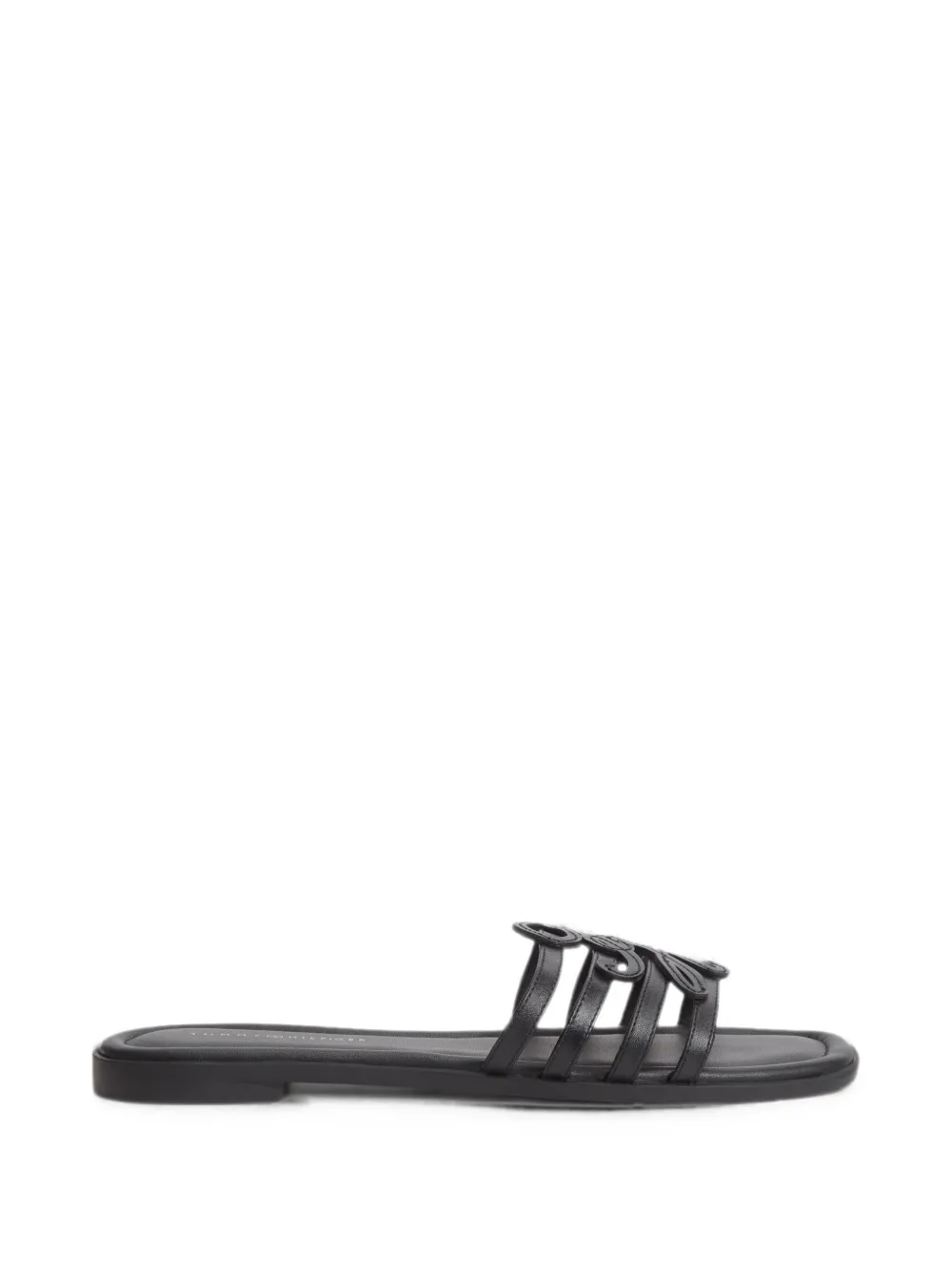 Tommy Hilfiger logo-patch multi-strap flat sandals Zwart