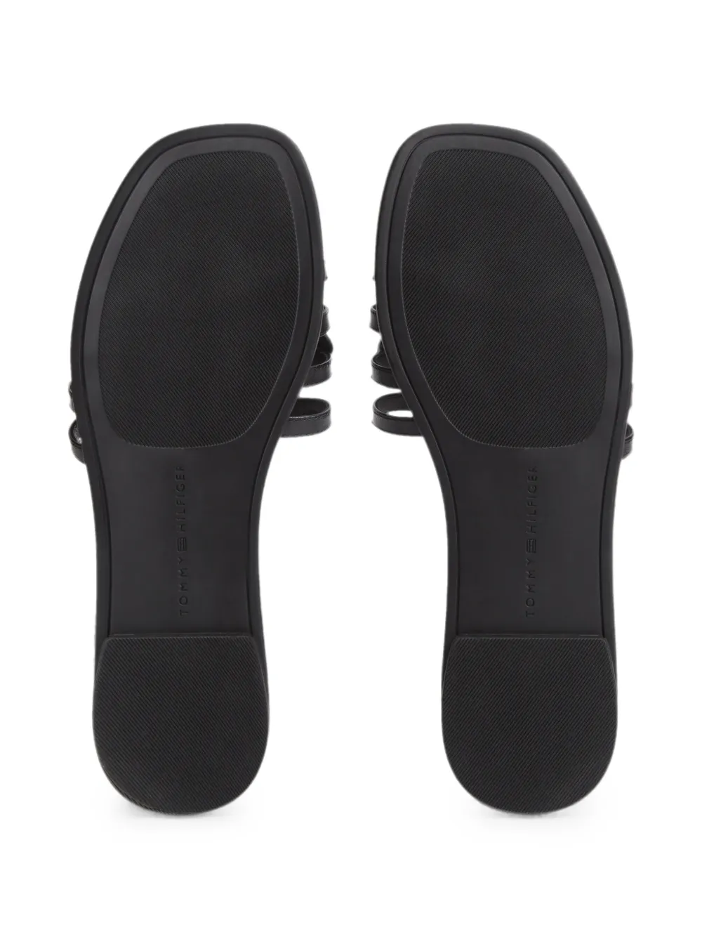 Tommy Hilfiger logo-patch multi-strap flat sandals Zwart