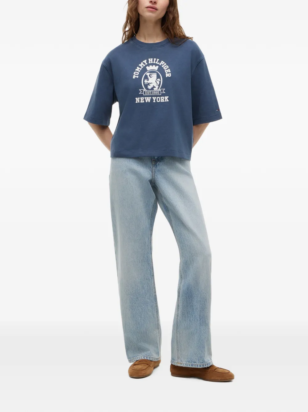 Tommy Hilfiger T-shirt met geborduurd logo Blauw