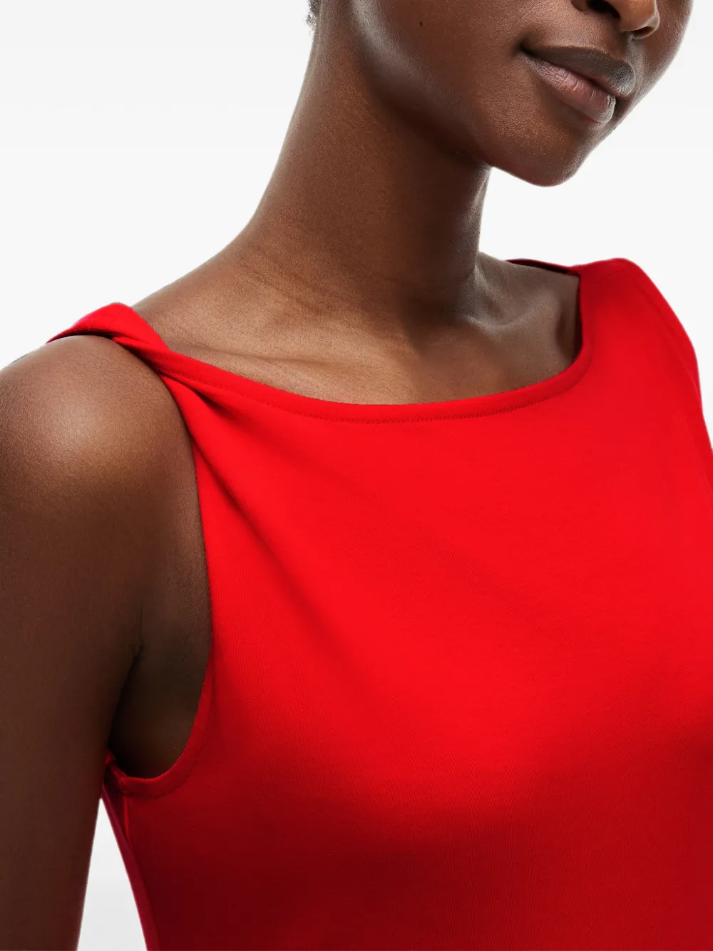 Tommy Hilfiger Midi-jurk met gedraaid detail en boothals Rood
