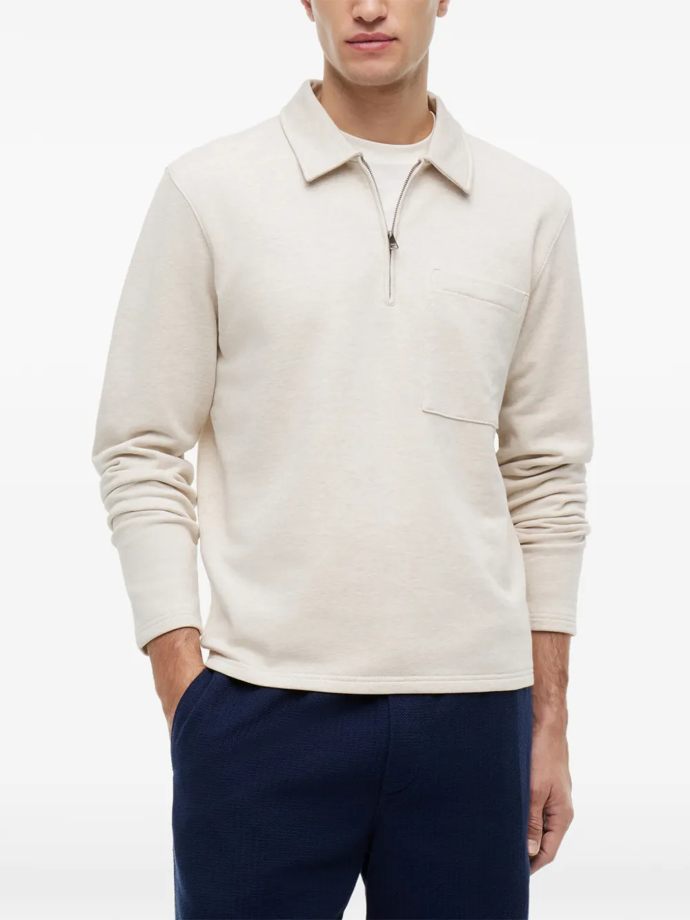 Tommy Hilfiger Trui met zak en kwartrits Beige