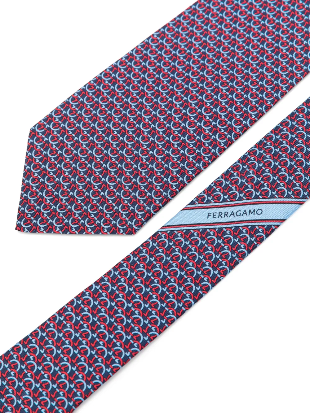 Ferragamo Gancini zijden stropdas Blauw