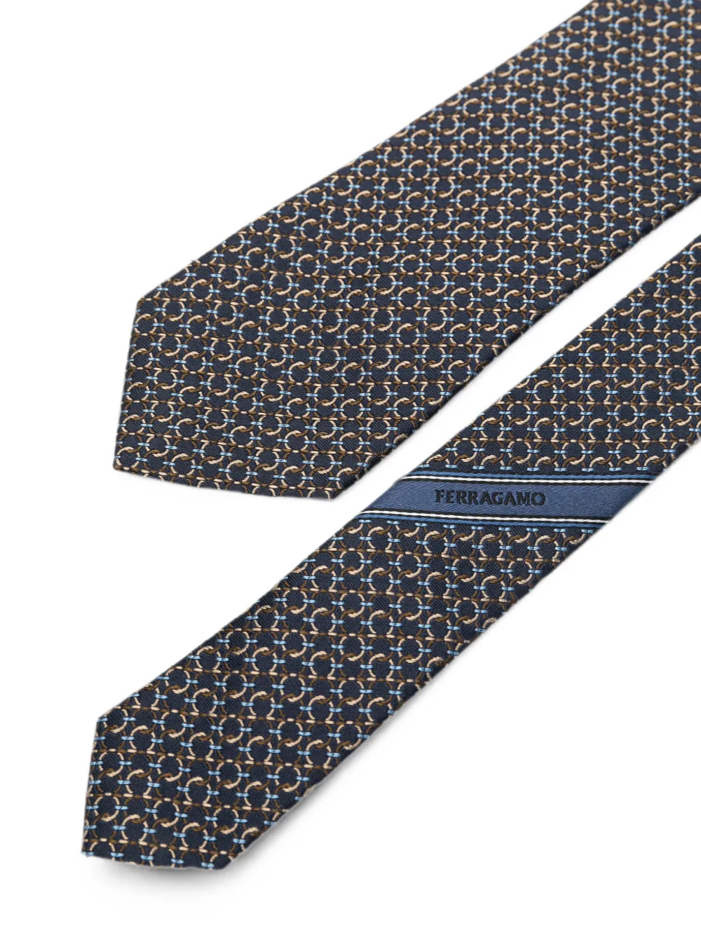 Ferragamo Stropdas met jacquard Blauw