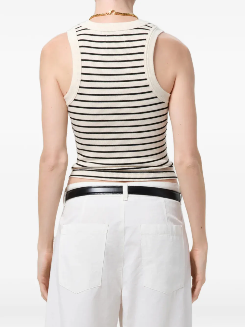 Citizens of Humanity Caralyn gestreepte geribbelde tanktop Beige
