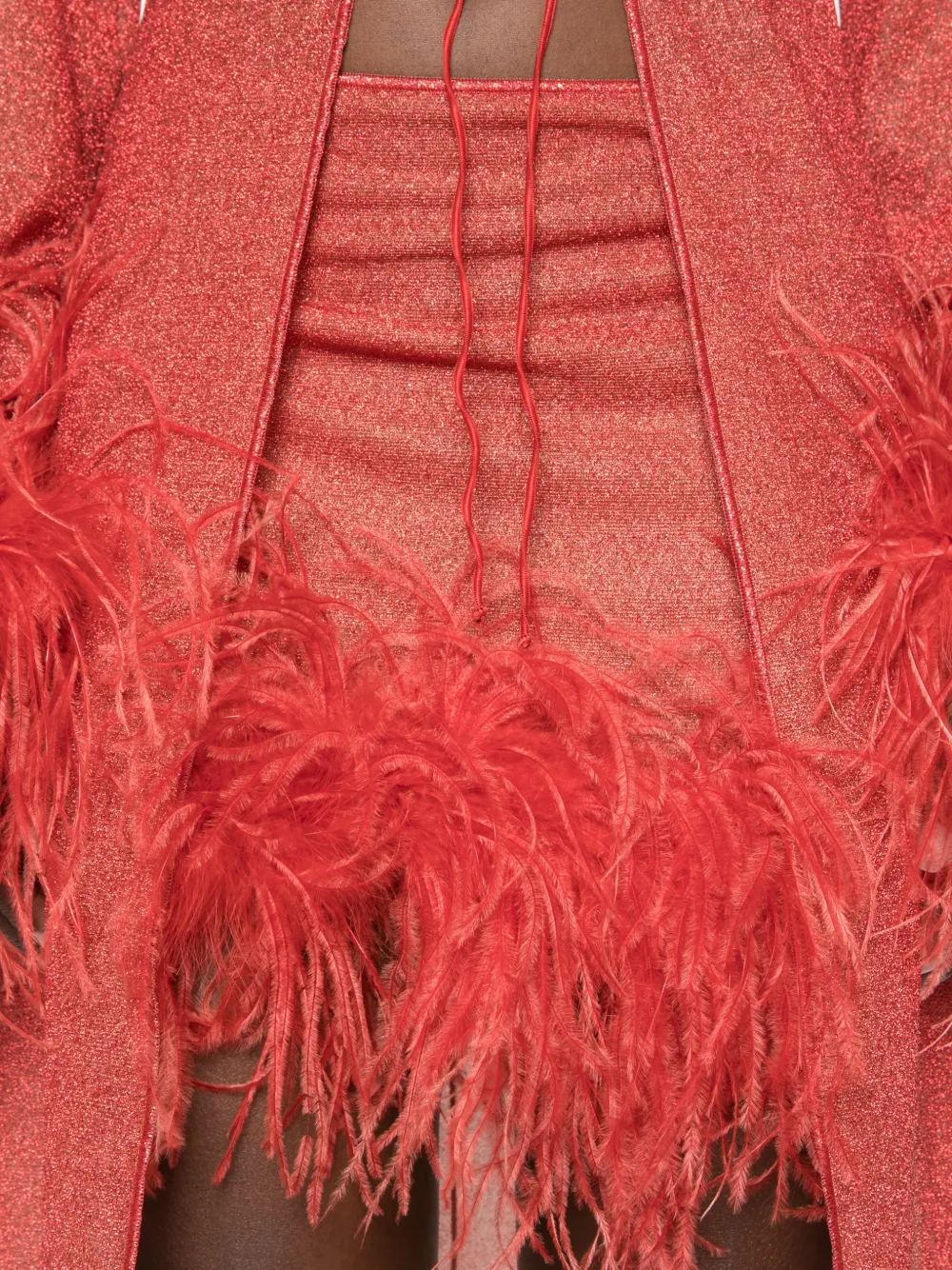 Oséree Lumière Plumage mini-rok met veren afwerking Rood