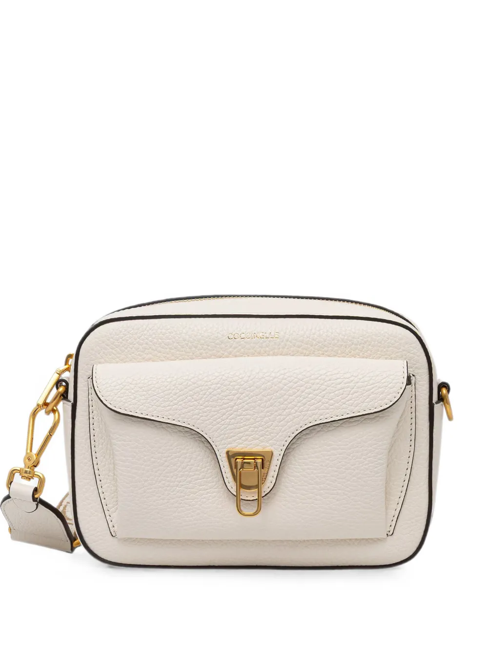 Coccinelle logo-strap pebbled-leather cross body bag - Toni neutri