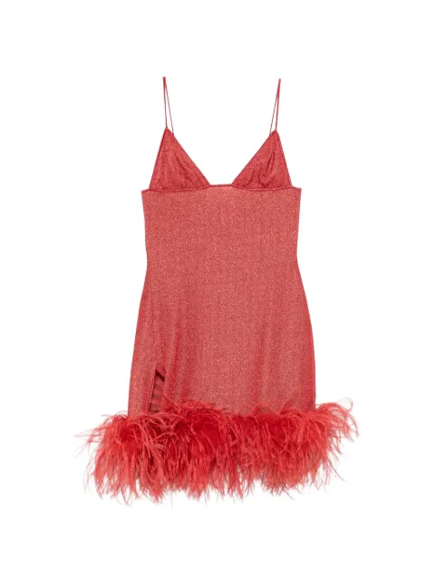 Oséree Lumière Plumage feather-trim mini dress