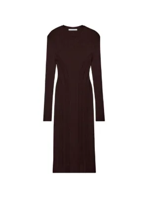 Another Tomorrow ribbed-knit Turtleneck Dress | Brown