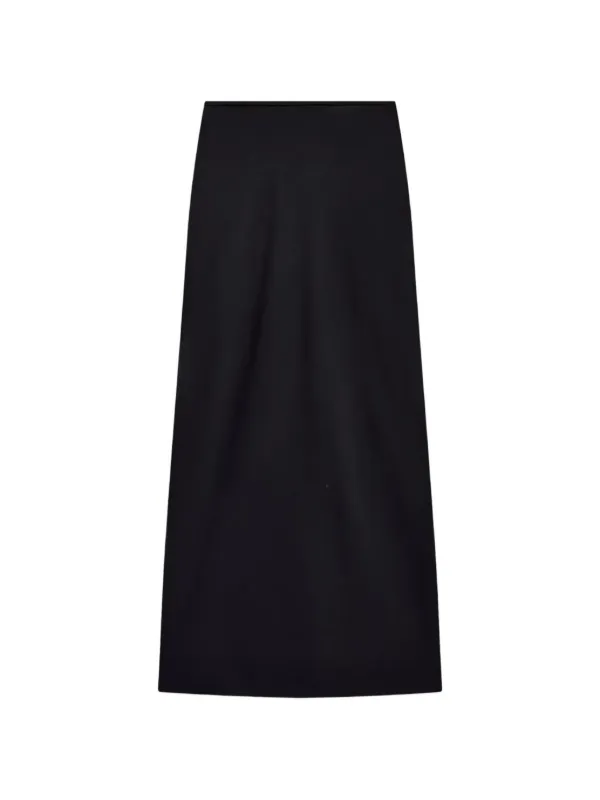 Another Tomorrow Bias-cut Satin Skirt in Black