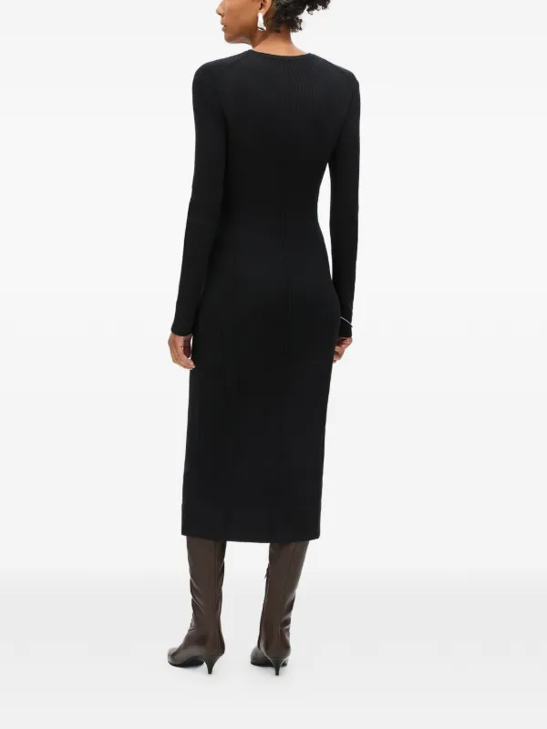 Another Tomorrow curved-seam Midi Dress | Black