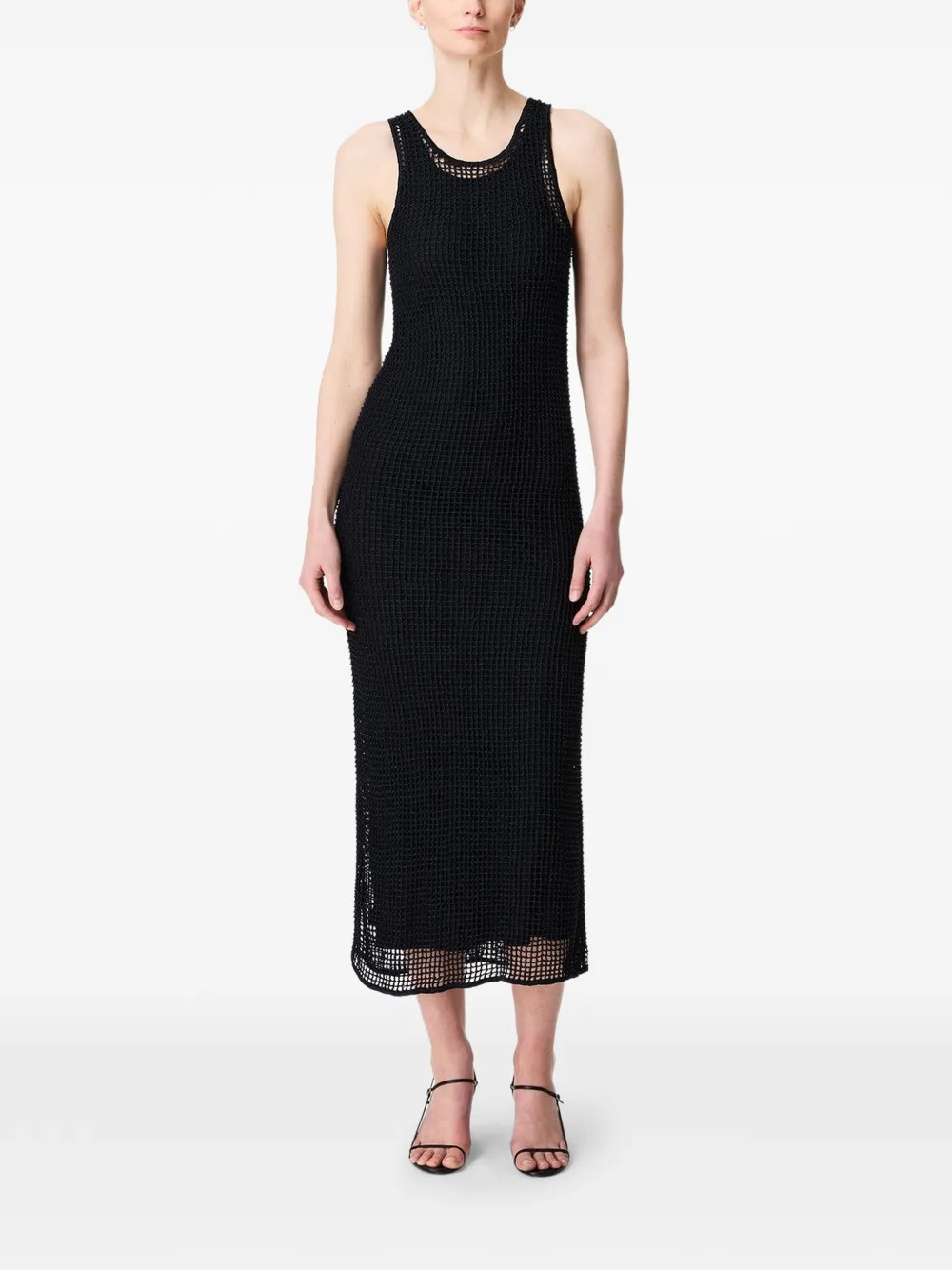 Another Tomorrow Midi-jurk met geborduurde kralen Zwart