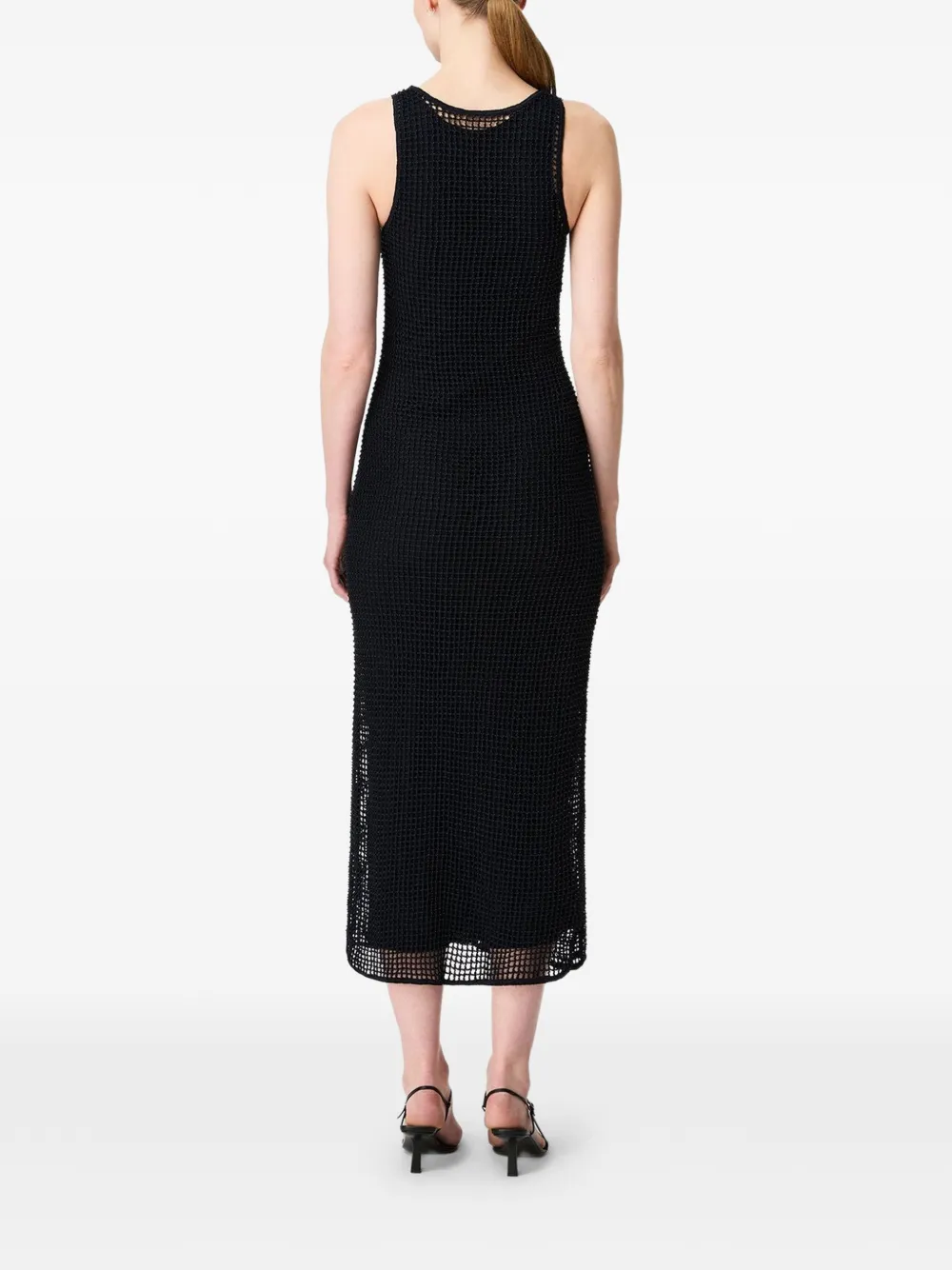 Another Tomorrow Midi-jurk met geborduurde kralen Zwart