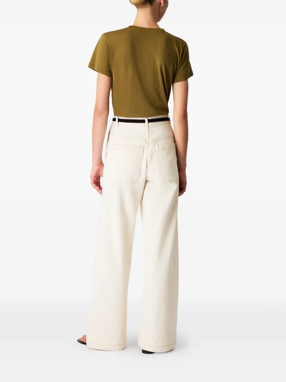 Another Tomorrow T-shirt met V-hals Groen