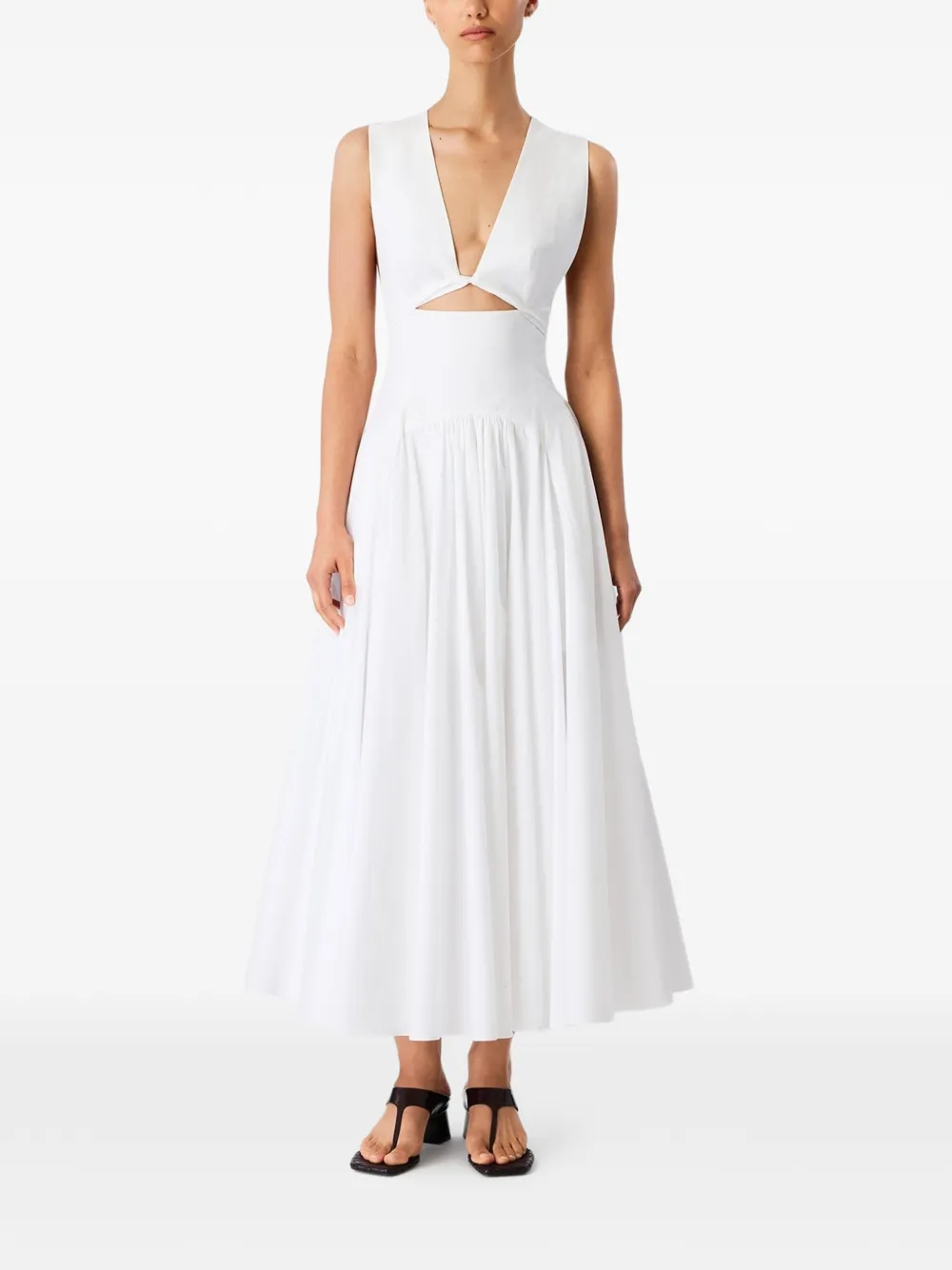 Another Tomorrow Jurk met gedraaide taille Wit