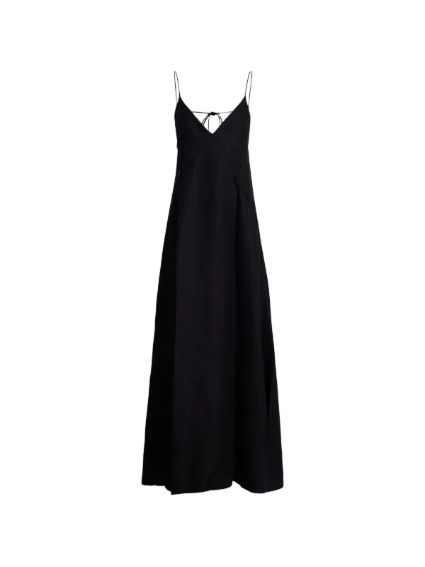 Another Tomorrow Seamed Slip Dress in Black
