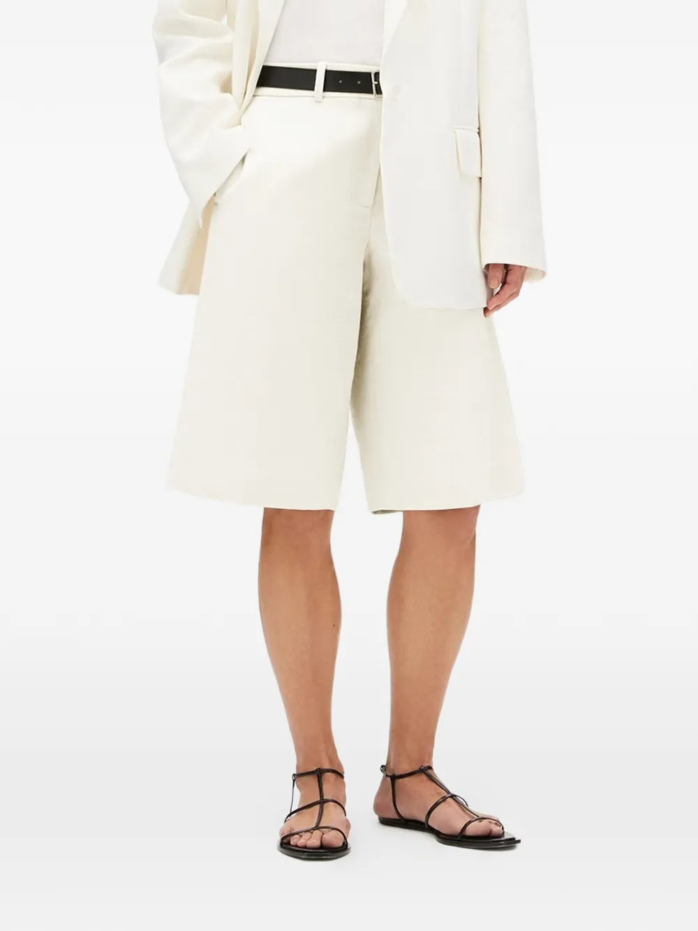 Another Tomorrow Bermuda Shorts in Neutrals, view 4