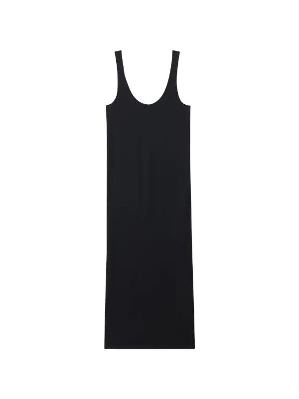 Another Tomorrow Asymmetric Seam-detail Dress in Black
