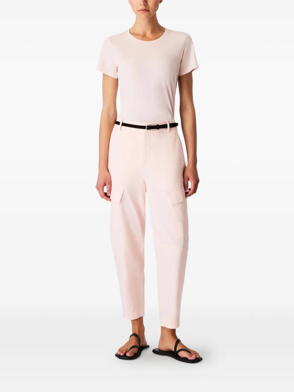 Another Tomorrow Curved-leg Cargo Pants in Pink, view 2