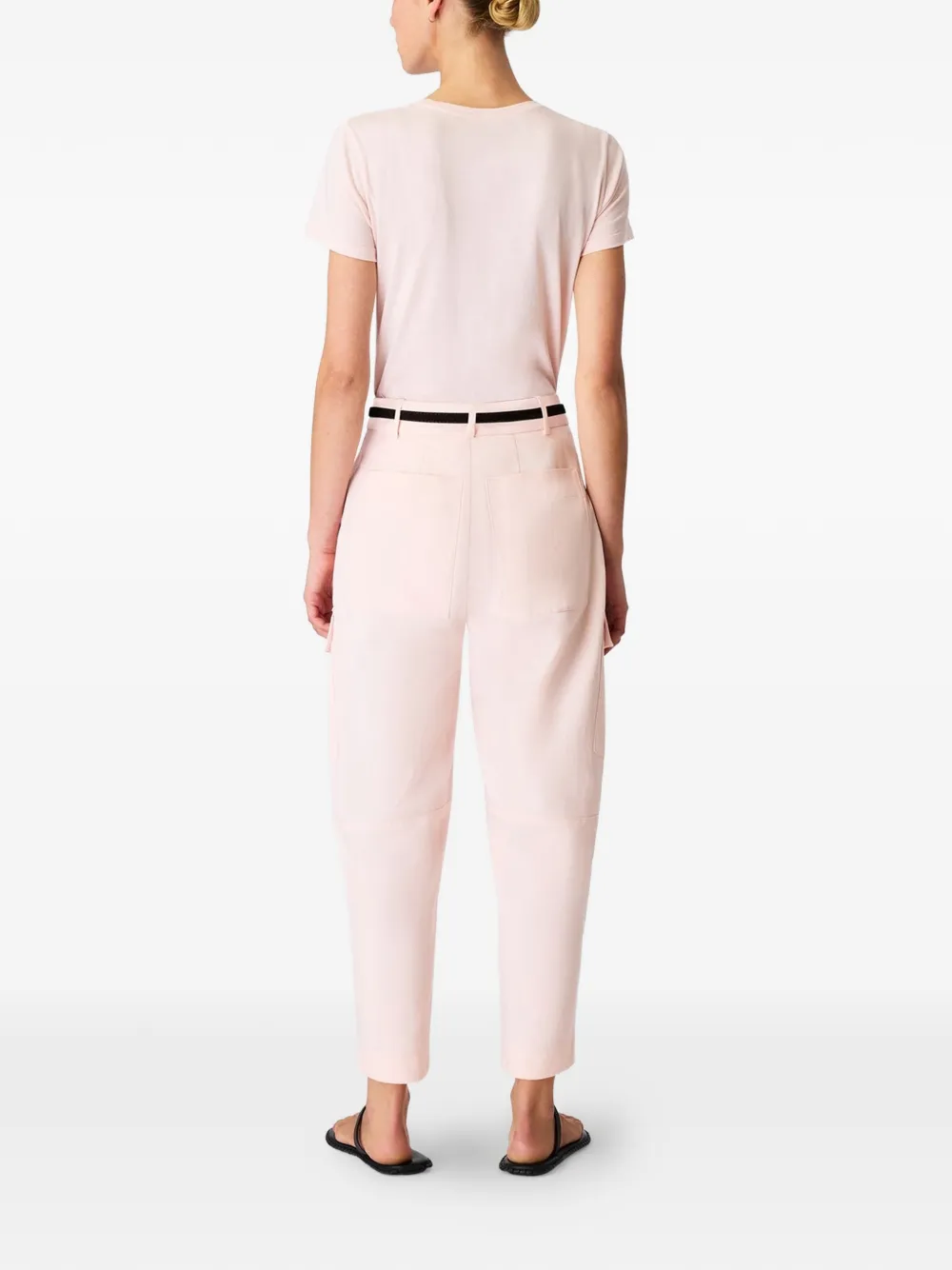 Another Tomorrow Curved-leg Cargo Pants in Pink, view 4