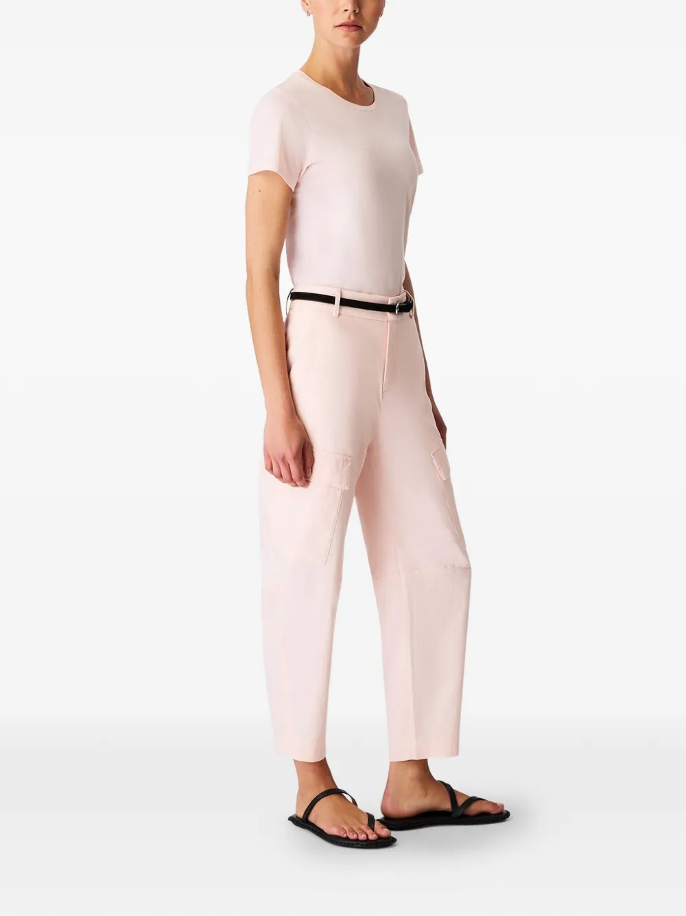 Another Tomorrow Curved-leg Cargo Pants in Pink, view 3