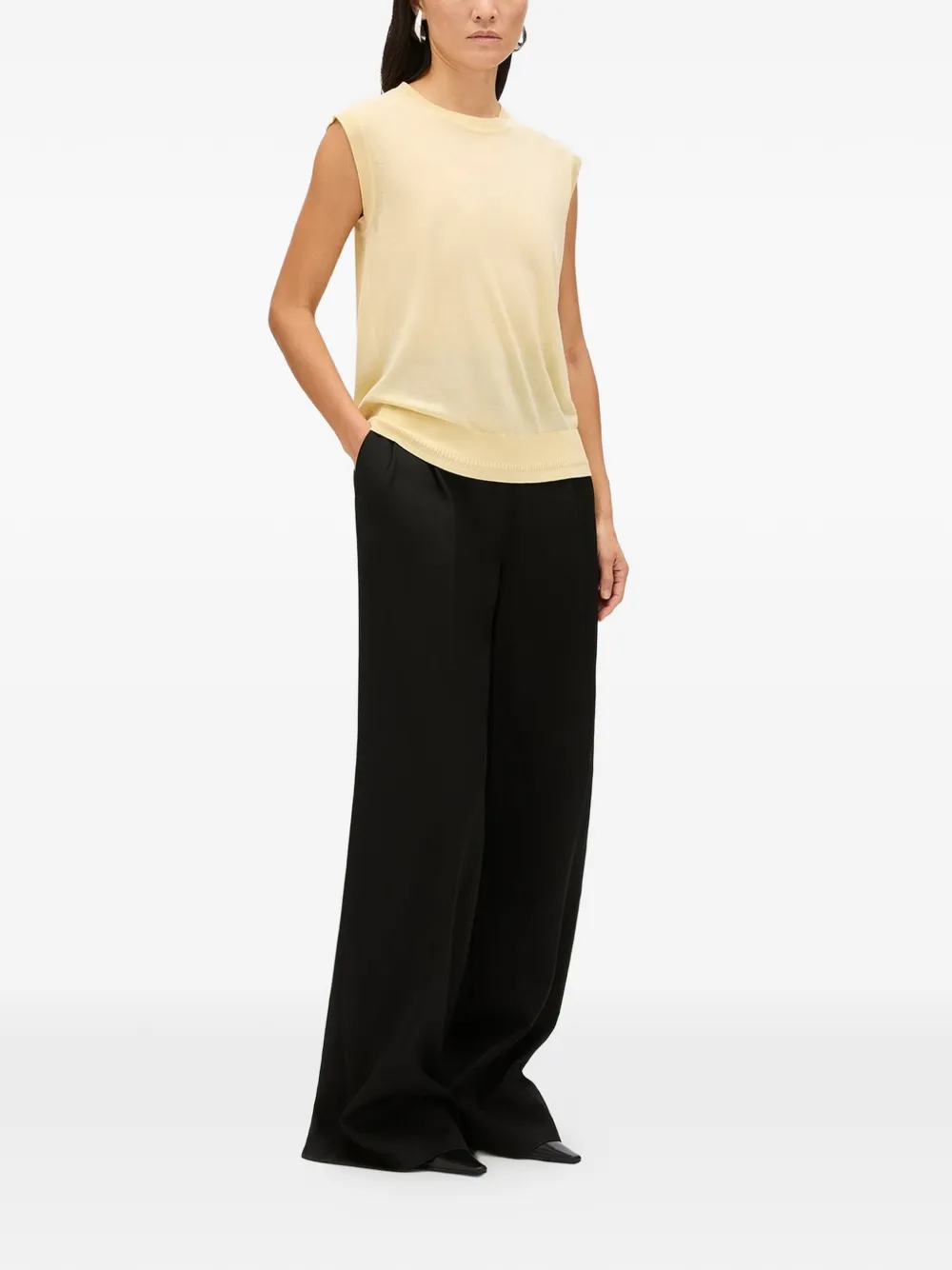  Another Tomorrow Featherweight Sheer Top - Jaune 
