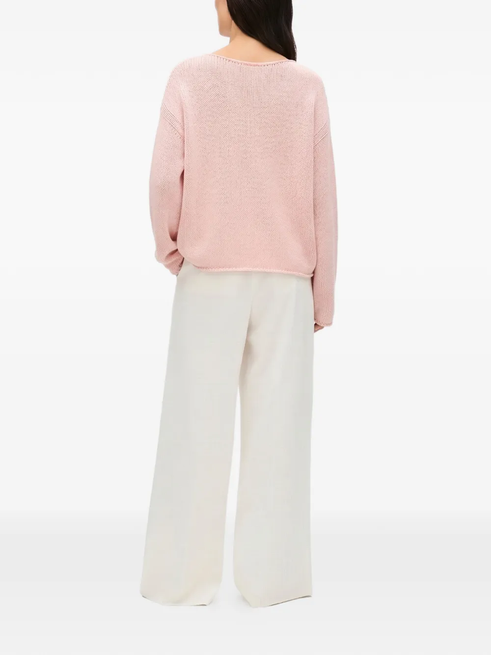 Another Tomorrow Gedrapeerde oversized trui Roze